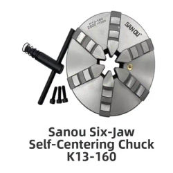 SANOU 160mm Manual Metal Lathe Chuck 6-Jaw Self-Centering for Precision Machining And Grinding K13-160