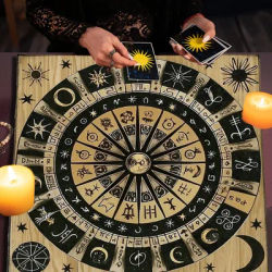 Wood Grain Pattern Tarot Cards Tablecloth For Spread Tarot Reading Cloth 12 Constellations Altar Cloth For Divination Card Pad