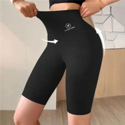 Nouveau pantalon de Yoga mince cinq cents en Fiber de Polyester élastique taille haute pantalon de Yoga taille haute coupe ajustée sport Leggings courts femmes