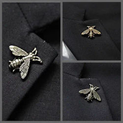 10Pcs/lot 2*2.5cm 3D New retro golden/silver bee metal alloy brooch clothing decorative badges A1480