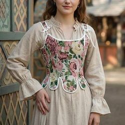 Medievale Rinascimento Cottagecore Corsetto Corsetto Overbust Corpetto Fata Allacciato Floreale Costume Per donna Fantasia Halloween Carnevale Casual Quotidiano Fiera Rinascimentale LARP Adulti