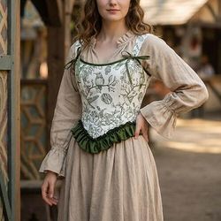 Medievale Rinascimento Cottagecore Corsetto Corsetto Overbust Corpetto Fata Allacciato Floreale Costume Per donna Fantasia Halloween Carnevale Casual Quotidiano Fiera Rinascimentale LARP Adulti