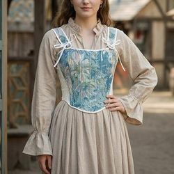 Medievale Rinascimento Cottagecore Corsetto Corsetto Overbust Corpetto Fata Allacciato Floreale Costume Per donna Fantasia Halloween Carnevale Casual Quotidiano Fiera Rinascimentale LARP Adulti