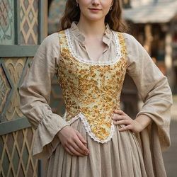 Medievale Rinascimento Cottagecore Corsetto Corsetto Overbust Corpetto Fata All'americana Floreale All'americana Costume Per donna Fantasia Halloween Carnevale Casual Quotidiano Fiera Rinascimentale