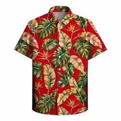 Retrò Vintage Hippie Anni '70 Camicie hawaiane Camicia Aloha Maniche corte Hippie Foglia Costume Per uomo Feste Abbigliamento quotidiano Adulti Camicia Estate