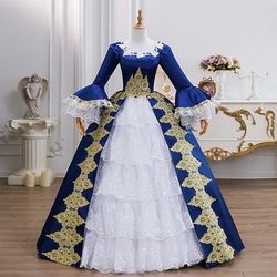 Vintage Rococò Rinascimento Maxi Vestito Normale A sbuffo Principessa Sposa Pieghettato Con Volant Principessa Girocollo Costume Per donna Halloween Carnevale Mascherata Feste Halloween Performance