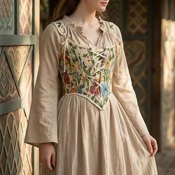 Medievale Rinascimento Cottagecore Corsetto Corsetto Overbust Corpetto Contadina Allacciato Floreale Costume Per donna Fantasia Halloween Carnevale Casual Quotidiano Fiera Rinascimentale LARP Adulti