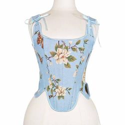 Medievale Rinascimento Cottagecore Corsetto Corsetto Overbust Corpetto Contadina Allacciato Floreale Costume Per donna Fantasia Halloween Carnevale Casual Quotidiano Fiera Rinascimentale LARP Adulti