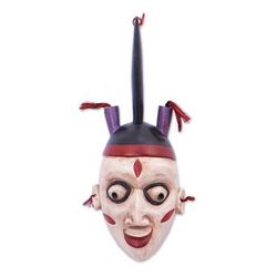 'Ivorian-Inspired Whimsical Handmade Africa Sese Wood Mask'