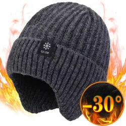 Chapeau d'hiver en tricot pour homme d'extérieur, doublure en fausse fourrure, chaleur en peluche, casquette à visière, protège-oreilles, mode décontractée, chapeaux bombardiers, protection des oreilles pour le cyclisme