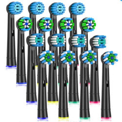 Paquet de 16 têtes de brosse de rechange pour brosses à dents électriques Oral B, fil Cross Action 3D Pro blanc, précision Standard, nettoyage quotidien