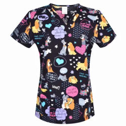Haut de gommage femme avec col en V 100% coton XXS-5XL
