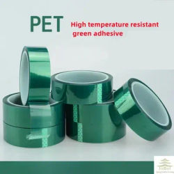 Ruban de masquage en polyester vert haute température, ruban PET avec adhésif silicone, idéal pour la peinture, la peinture en poudre, les circuits imprimés