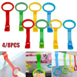 8/4pcs Baby Crib Pull Rings for Walking Training Baby Stand up Ring Security Protection Ergonomic Baby Cot Ring Hanging Walking