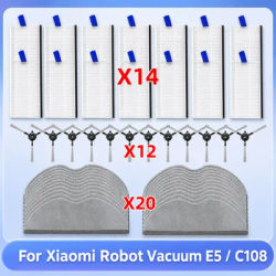 Fit For Xiaomi Robot Vacuum E5 / C108 Replacement Parts Side Brush Hepa Filter Mop Cloth Accessories
