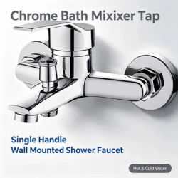 Zinc Alloy Basin Faucets Chrome Wall Mounted Hot Cold Water Dual Spout Mixer Tap For Bathroom Splitter Bath Shower Basin