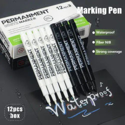 3/6/12 Pcs Waterproof Marker Pen White Black Inks 2mm Tip For Rock Painting Stone Ceramic Glass Wood Tire Fabric Metal Canvas