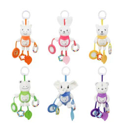 Plush Baby Stroller Pendant Wind Chime Soothing Bed Bell with Hanging Rattle Teether Toy for Newborn Gifts