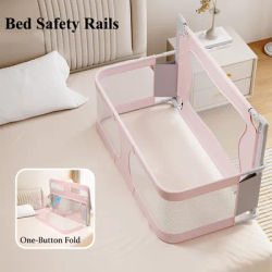 Baby Bed Fence Foldable Crib Safety Rail Bassinet Guardrail Cradle Fence for Newborns