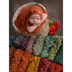Newborn Photography Props Color Tassel Fold Linen Mat Blanket Weaving Linen Cloth Baby Photo Prop Accessories