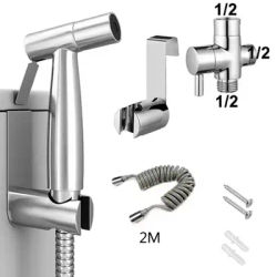 Portable Handheld Toilet Bidet Sprayer Gun Holder Self Cleaning Wash Bidet Faucet Spray 3 Way Valve Bathroom Hose Shower Head
