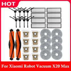 For Xiaomi Robot Vacuum X20 Max / D109GL / Mijia M30 Accessories Main Brush Side Brush Hepa Filter Mop Cloth Dust Bag