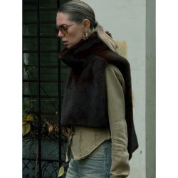 Manteau de vison hiver noir blanc fausse fourrure femme élégante moelleux fausse fourrure veste haut court manteaux de fourrure vêtements ccamisole haut sans manches