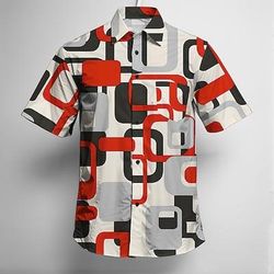 Retrò Vintage Anni '70 Camicia Camicia Aloha Hippie Disco Geometrico Costume Per uomo Mascherata Vacanza Feste Parata dell'Orgoglio Adulti Camicia