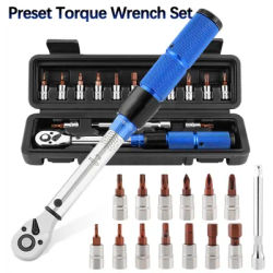 Bicycle Preset Torque Wrench Set 2-24 N.m Adjustable Bike Repair Tool Kit 1/4" Drive Ratchet Spanner