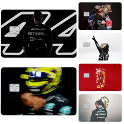 1PC Lewis Hamilton 44 F1 Stickers 4pcs PVC Card Skin Stickers for Bank Card Bus Metro Card Case Decorate Gift