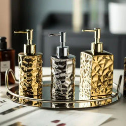 Luxury Irregular Soap Dispenser with Press handle Ceramic Dispenser Dispenser with Stainless steel Tray Bathroom Accessory