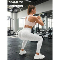 Leggings de sport sans couture pour femmes, taille haute, haute élasticité, imprimé léopard Jacquard, pantalons de Yoga pour femmes, pantalons de sport toutes saisons