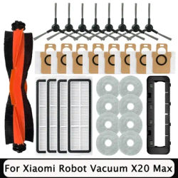 For Xiaomi Robot Vacuum X20 Max / D109GL Parts Accessories Main Brush Side Brush Hepa Filter Mop Cloth Dust Bag Replacement