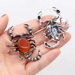 Women Brooch Natural Stone Scorpion-Shaped Pendant Brooch For Jewelry Making DIY Necklace Bracelet Clothes Shirts Accessory