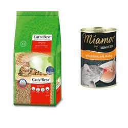 Cat's Best Original lettiera per gatti + 135ml bevanda per gatti Miamor Trinkfein gratis! - 40 l (ca. 18 kg)