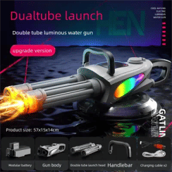 Electric Rotating Barrel Gatling Water Gun Toy with Light Long-range Spray Water Pistol Blaster Pool Outdoor Toy for Kids Adult