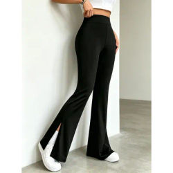 Pantalon évasé moulant pour femme, taille haute, extensible, avec fente, pour le quotidien, les trajets et le streetwear