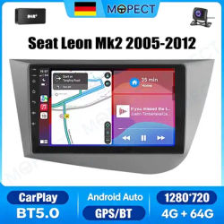 Autoradio MOPECT 9 pouces pour Seat Leon Mk2 2005-2012 Android 15 CarPlay 4+64 Go, GPS, Navi, SWC, Bluetooth+DAB&AHD