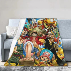 Luffy Anime Blanket Flannel Throw Blanket Bedding Couch Portable Ultra-Soft Warm Bedspreads for Everywhere Movie Office Travel
