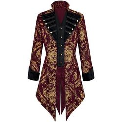 Retrò Vintage Medievale Rinascimento Cappotto Lunghe Principe Vampiro Pirata Nobile Jacquard Costume Per uomo Costumi da pirata Fantasia Reale Halloween Carnevale Feste Fiera Rinascimentale LARP