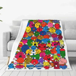 Mr M-Men Cartoon Little M-Miss Warm Soft Blanket Fun Children Plush Bedding Throws Comfortable Flannel Bedspread Sofa Bed Cover