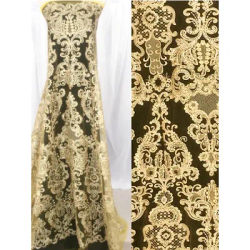 Or jaune palais européen haut de gamme mode paillettes broderie dentelle accessoires robe de mariée vêtements