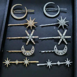 3/4 pcs set Crystal Star Hairpins for Women Girls Metal Hair Clip Pins Luxury Female Hair Pins Wedding Bridal Hair Accessories