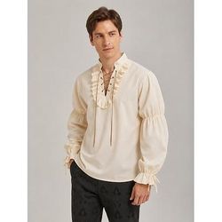 Medievale Rinascimento Camicia Lunghe Pirata Vichingo Costume Per uomo Vichingo Costumi da pirata Halloween Carnevale Performance LARP Fiera Rinascimentale Adulti Camicia