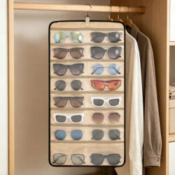 Organisateur de lunettes mural anti-poussière, étui de rangement pour lunettes de soleil, présentoir double face pour lunettes de soleil, sac de rangement suspendu