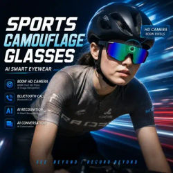 Nouvelles lunettes de sport intelligentes avec caméra IA, équipées d'une caméra 8MP, stabilisation d'image HD, étanches, lunettes anti-vent