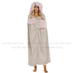 Doux polaire dessin animé Animal Homewear hiver sweats à capuche couverture maison Tv couverture femmes hommes vêtements de détente manches gants Robse vêtements d'hiver