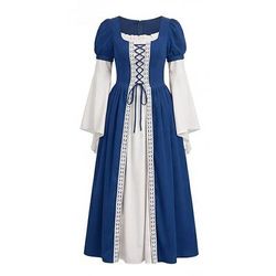 Retrò Vintage Medievale Rinascimento Lunghezza al pavimento Vestito Lunghe Strega Principessa Fata Allacciato Costume Per donna Fantasia Halloween Carnevale Fiera Rinascimentale LARP Adulti Vestito