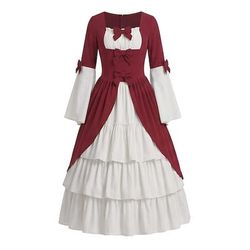 Retrò Vintage Medievale Rinascimento Vestito Lunghe Principessa Collo quadrato Costume Per donna Fantasia Natale Halloween Carnevale Feste Fiera Rinascimentale LARP Adulti Vestito