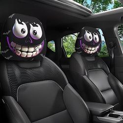 2/4 pezzi copri poggiatesta per auto con stampa di emozioni divertenti, protezioni per poggiatesta universali, accessori per interni auto morbidi ed elasticizzati, facili da installare, comodi